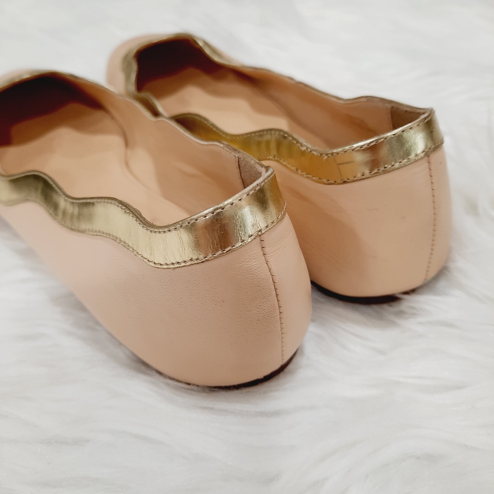 J. Crew nude scalloped leather ballet flats 7.5 - Picture 5 of 7
